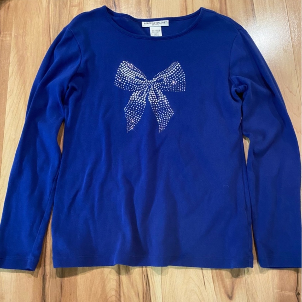 Rebecca Malone long sleeve t-shirt with rhinestone bow—SP